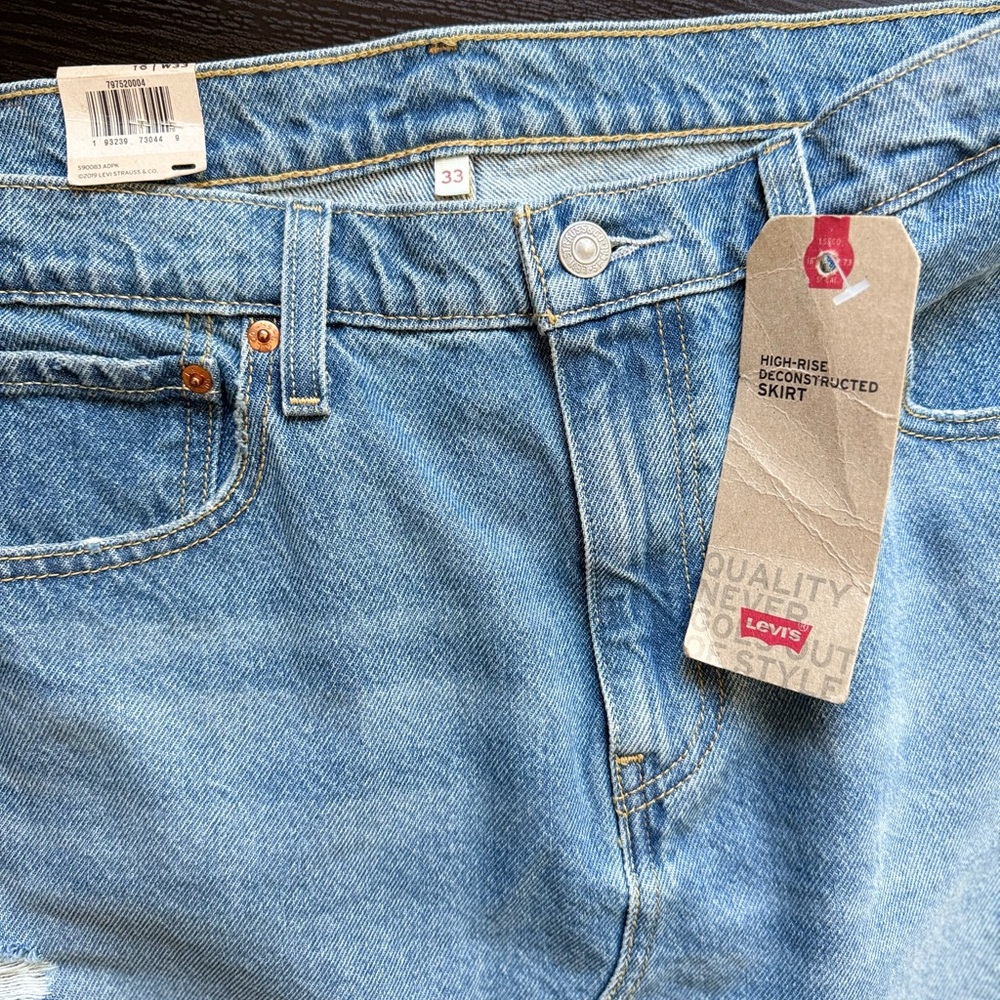 Levi’s High Rise Deconstructed Denim Skirt NWT Size 16 W33 - Picture 6 of 8